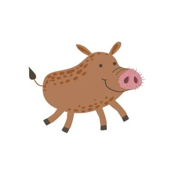 Smiling Wild Boar Running 스톡 일러스트