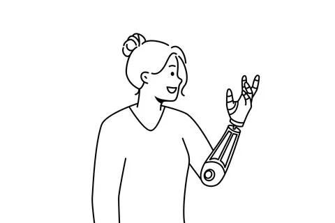 Smiling woman with bionic arm Stockillustratie