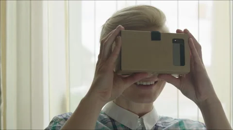 Smiling Woman Exploring Virtual Reality Stock Footage 60385367