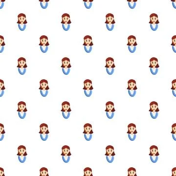 Smiling woman faces seamless pattern for customer service イラスト素材