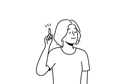 Smiling woman find answer to problem Illustrazione stock