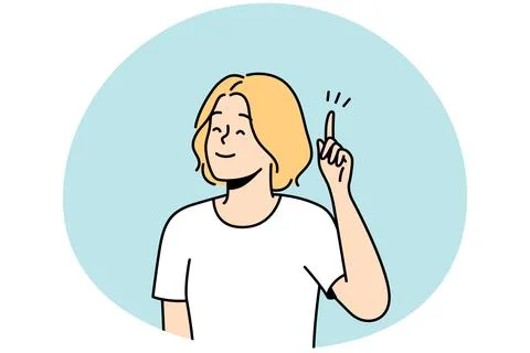 Smiling woman find answer to problem Stockillustratie