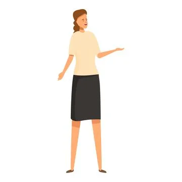 Smiling woman gesturing with hand while explaining something Stock Illustration