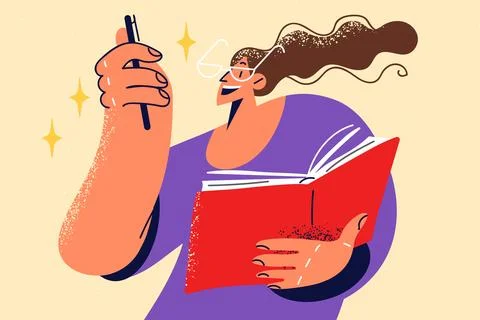 Smiling woman write in notebook Stock Illustration