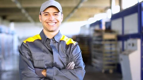 Smiling worker Stock Footage 96016370
