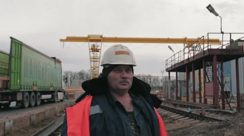 Smiling worker on the loading work Stock Footage 62086000