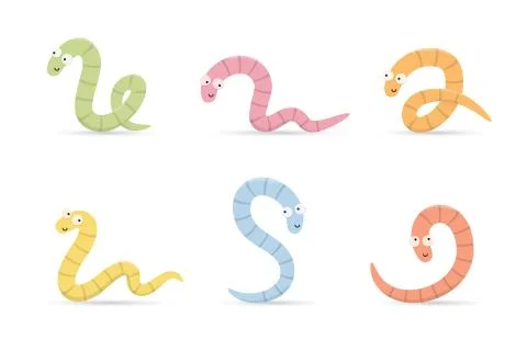 Smiling worms in different poses Stock-Illustration
