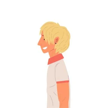 Smiling Young Blond Man Side View Vector Illustration True Style Stock Illustration