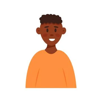 Smiling young man avatar in flat cartoon style. Vector cute male character. Boy Stock Illustration