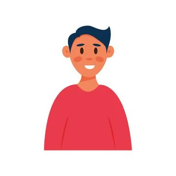 Smiling young man avatar in flat cartoon style. Vector cute male character. Boy Stock Illustration