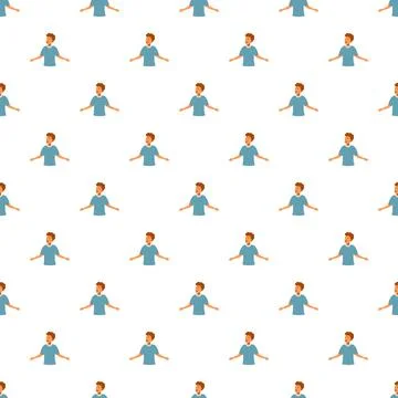 Smiling young man character vector seamless pattern Stock Illustration