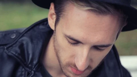 Smiling young man in hat Stock-Footage 80492777