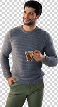 Smiling young man having lemon tea Stock Photos
