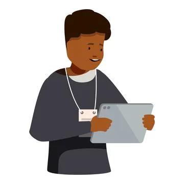 Smiling young man holding tablet device Stock Illustration