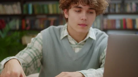 Smiling Young Man Student Study With Online Tutor Teacher Talk Conference Stock Footage 205796807