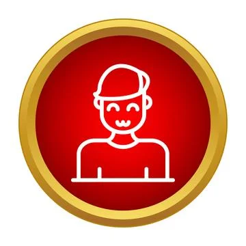 Smiling young man user profile icon button Ilustración de archivo