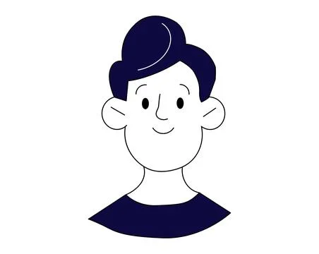 Smiling young man vector avatar, Minimalist male character illustration, Line Ilustração Stock