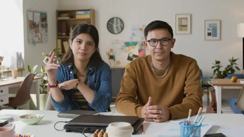 Smiling Young Programmers at Desk Stock-Footage 317344135