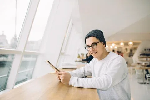 Smiling young student has time break Stock Photos