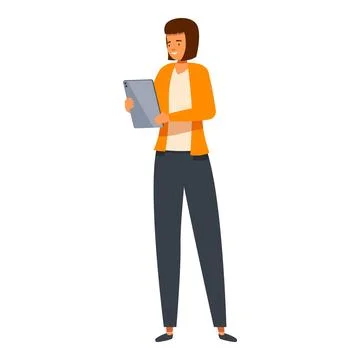 Smiling young woman using digital tablet, modern technology and lifestyle Illustrazione stock
