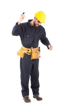 Smiling young worker Foto stock