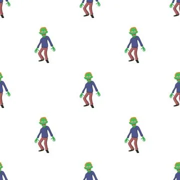 Smiling zombie pattern seamless vector Stock Illustration