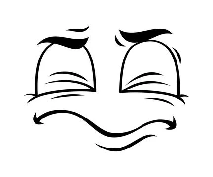 Smirking cartoon face expression with wavy mouth Stock Illustration