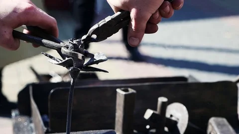 The smith creates sculptures Stock Footage 106682926