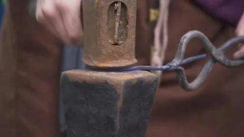 Smith forges nails Stock Footage 95766315