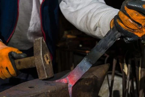 Smith forging hot iron Foto stock