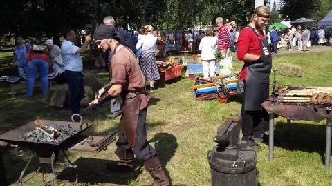 The smith makes a horseshoe 3 Stock Footage 79027978