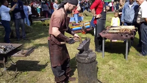 The smith makes a horseshoe 4 Stock Footage 79027800