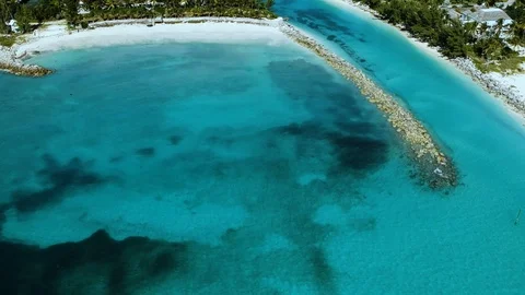 Smith Point Beach and Caribbean Coastline Aerial, Grand Bahama Bahamas Stock Footage 98964569