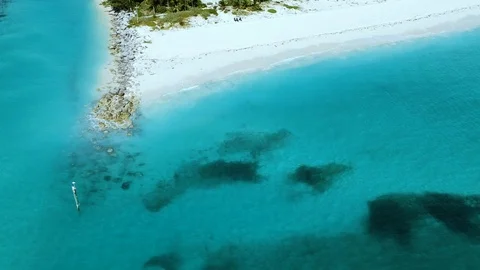 Smith Point Beach and Caribbean Coastline Aerial, Grand Bahama Bahamas Stock Footage 98964638