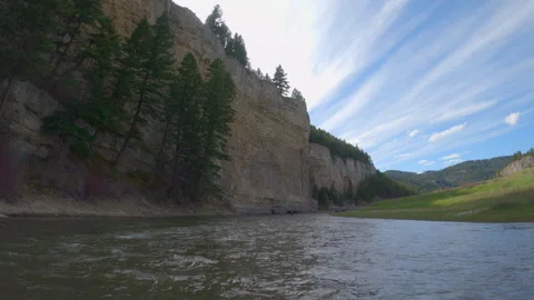 Smith River giant cliffs in afternoon light in Montana Stock Footage 269710072