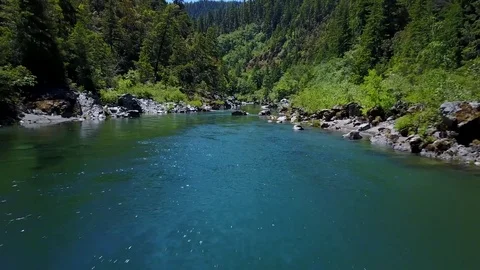 Smith River Northern California Redwood National Park Drone Aerial Stock Footage