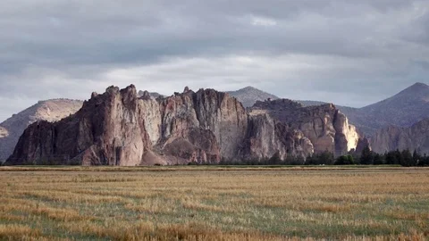 Smith Rock, Central Oregon, Unique Wide Shot Stock Footage 83180405