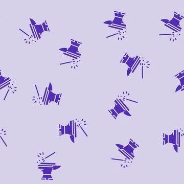 Smithing blacksmith glyph seamless pattern Stock Illustration
