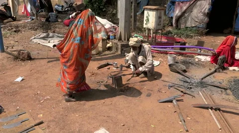 Smiths gaining nomads to survive on manual work Stock Footage 68453657