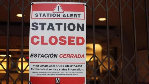 The Smithsonian metro shuts down during the COVID-19 pandemic in Washington, DC Stock Footage 128786096