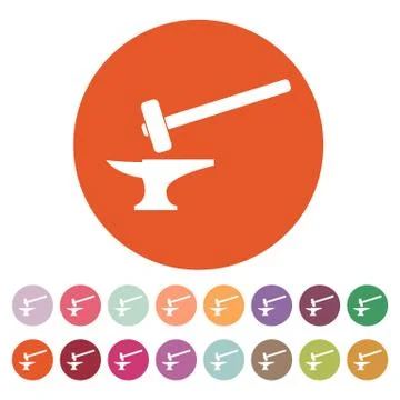 The smithy icon. Forge and stithy, blacksmith symbol. Flat Stock Illustration