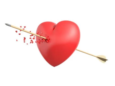 Smitten heart by cupid Stock Illustration