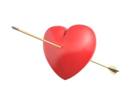 Smitten heart by cupid Stock Illustration