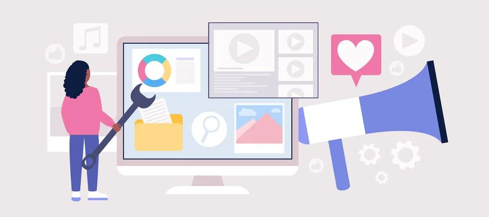 SMM and project management concept Stock-Illustration