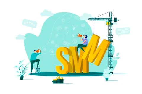 SMM concept in flat style. Stock Illustration
