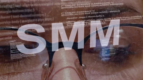 SMM text on female software developer Stock Footage 107970036