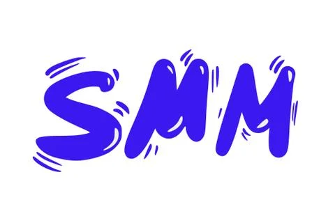 SMM text isolated on white background. Hand drawn social media marketing phra Illustrazione stock