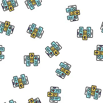 Smm like view and comment phone screen vector seamless pattern Stock Illustration