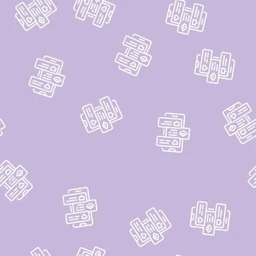 Smm like view and comment phone screen line seamless pattern Stock Illustration