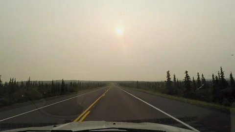 Smog and Forest Fire in in the Landscape of Alaska Stock Footage 124202185